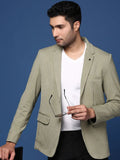 Men's Green Slim Fit Notched Lapel Collar Single Breasted Blazer