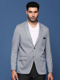 Men's Navy Blue Solid Single Breasted Blazer