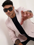 Men's Pink Solid Single Breasted Blazer