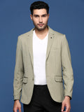 Men's Green Solid Single Breasted Blazer