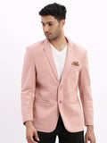 Men's Peach Solid Single Breasted Blazer