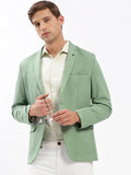 Men's Green Slim-Fit Notched Lapel Collar Single-Breasted Casual Blazer