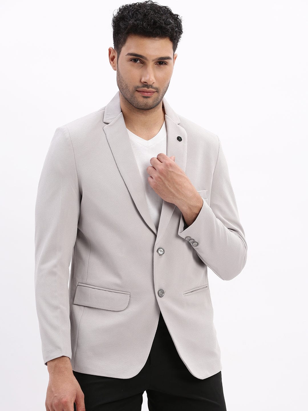 Men's Grey Slim-Fit Single Breasted Casual Blazers