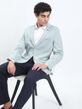 Men's Sea Green Single-Breasted Slim Fit Blazer