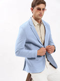 Men's Blue Single-Breasted Slim Fit Blazer with Notched Lapel