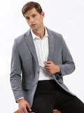 Men's Notched Lapel Solid Blue Single-Breasted Blazer