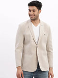 Men's Beige Solid Single Breasted Blazer