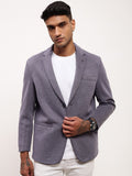 Men's Blue Solid Single Breasted Blazer