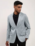 Men's Blue Solid Single Breasted Blazer