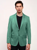 Men's Green Solid Single Breasted Blazer
