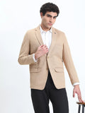 Men's Printed Beige Single-Breasted Slim Fit Blazer