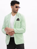 Men's Sea Green Cotton Single-Breasted Casual Blazer