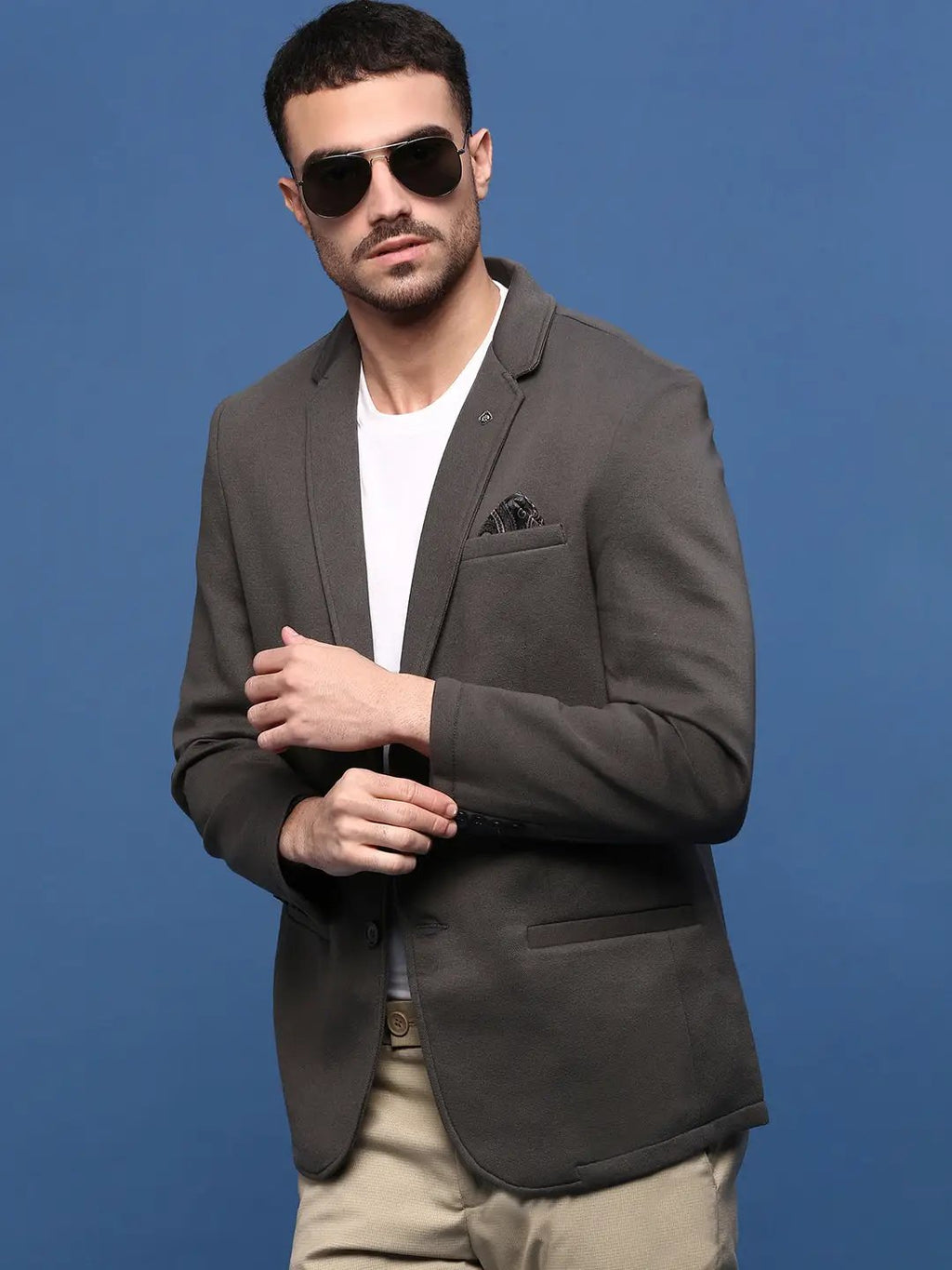Men's Charcoal Single Breasted Slim Fit Blazer