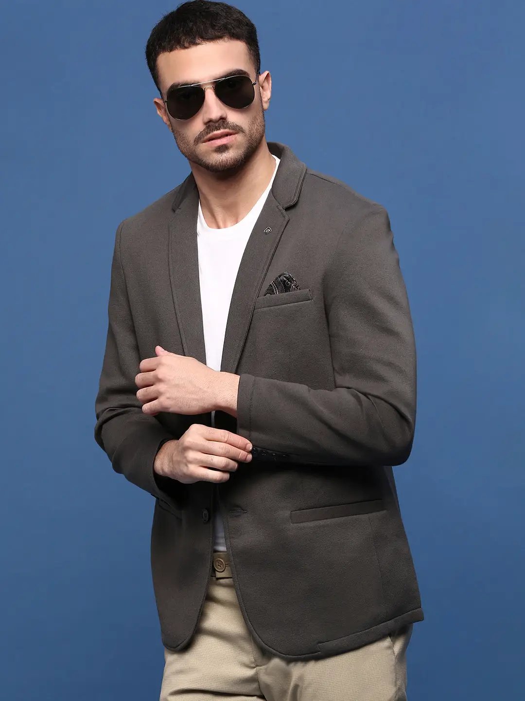 Men's Charcoal Single Breasted Slim Fit Blazer