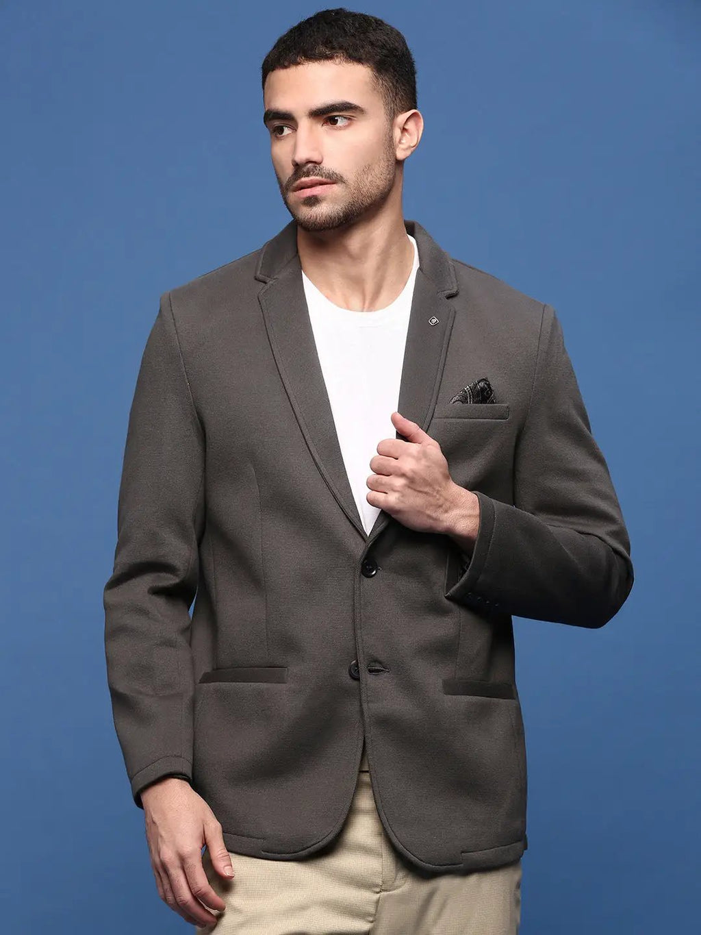 Men's Charcoal Single Breasted Slim Fit Blazer