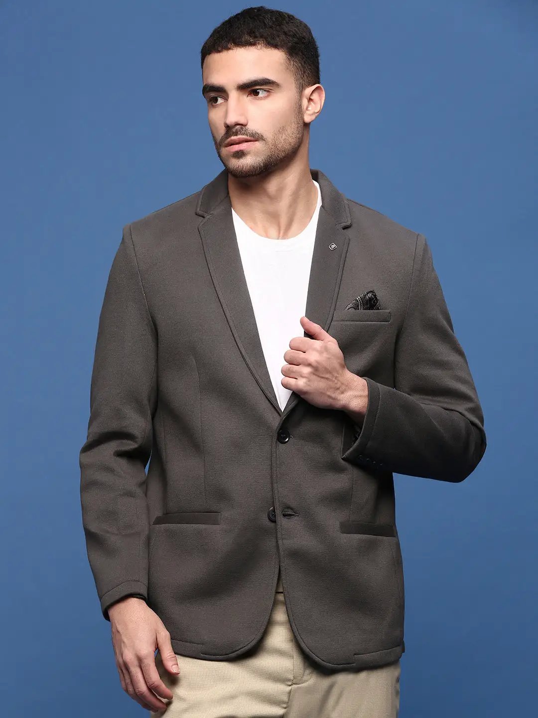 Men's Charcoal Single Breasted Slim Fit Blazer
