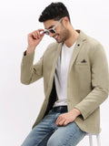 Men's Green Slim-Fit Notched Lapel Collar Single Breasted Casual Blazer