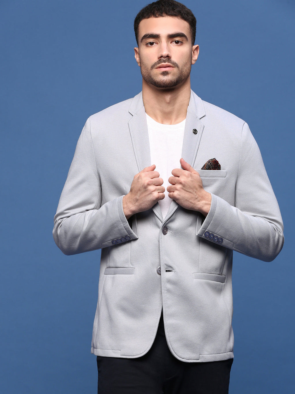 Men's Grey Single Breasted Slim Fit Blazer
