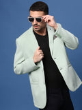 Men's Sea Green Slim Fit Single Breasted Notched Lapel Cotton Blazers