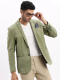 Men's Solid Green Single Breasted Blazer
