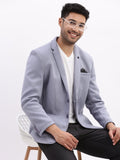 Men's Blue Notched Lapel Slim Fit Cotton Single Breasted Blazer