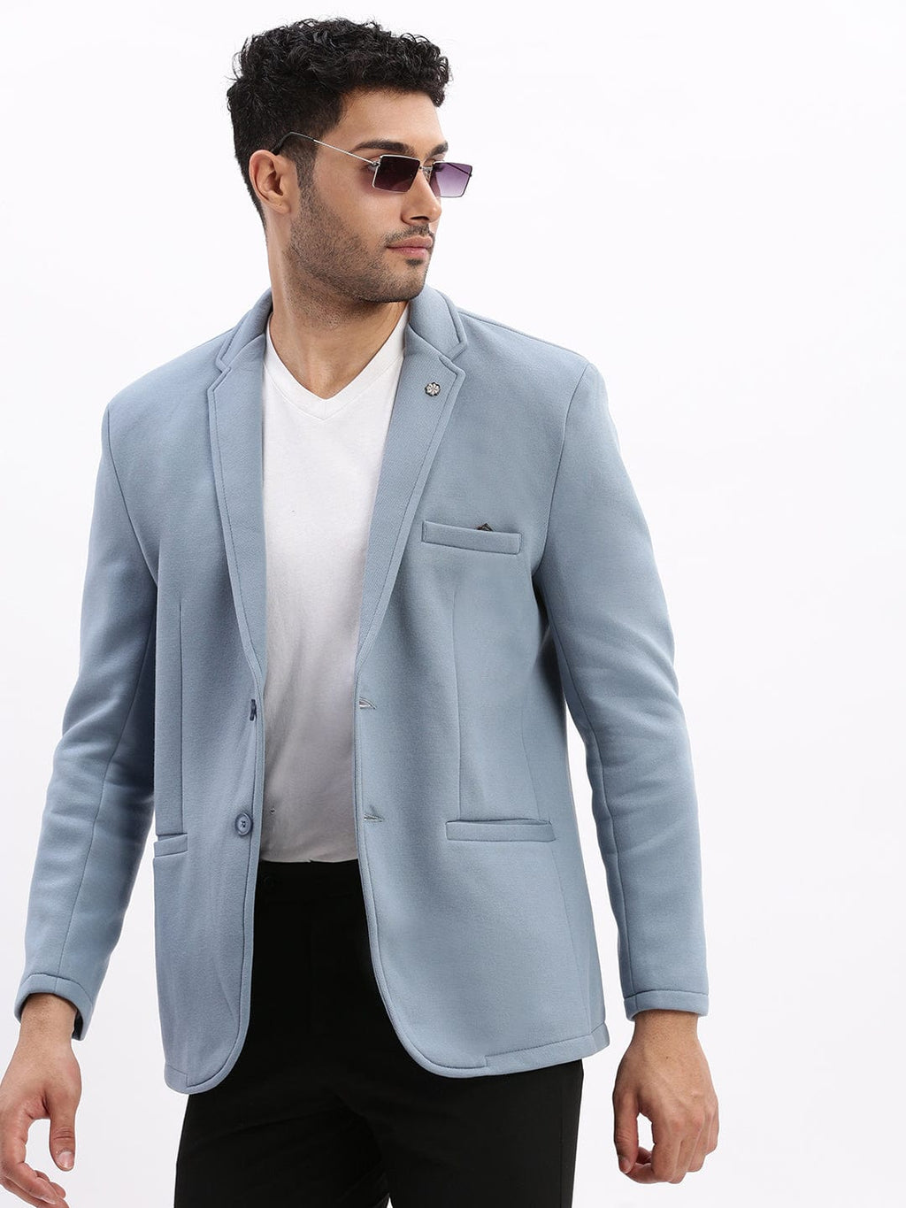 Men's Blue Slim-Fit Single Breasted Casual Blazers