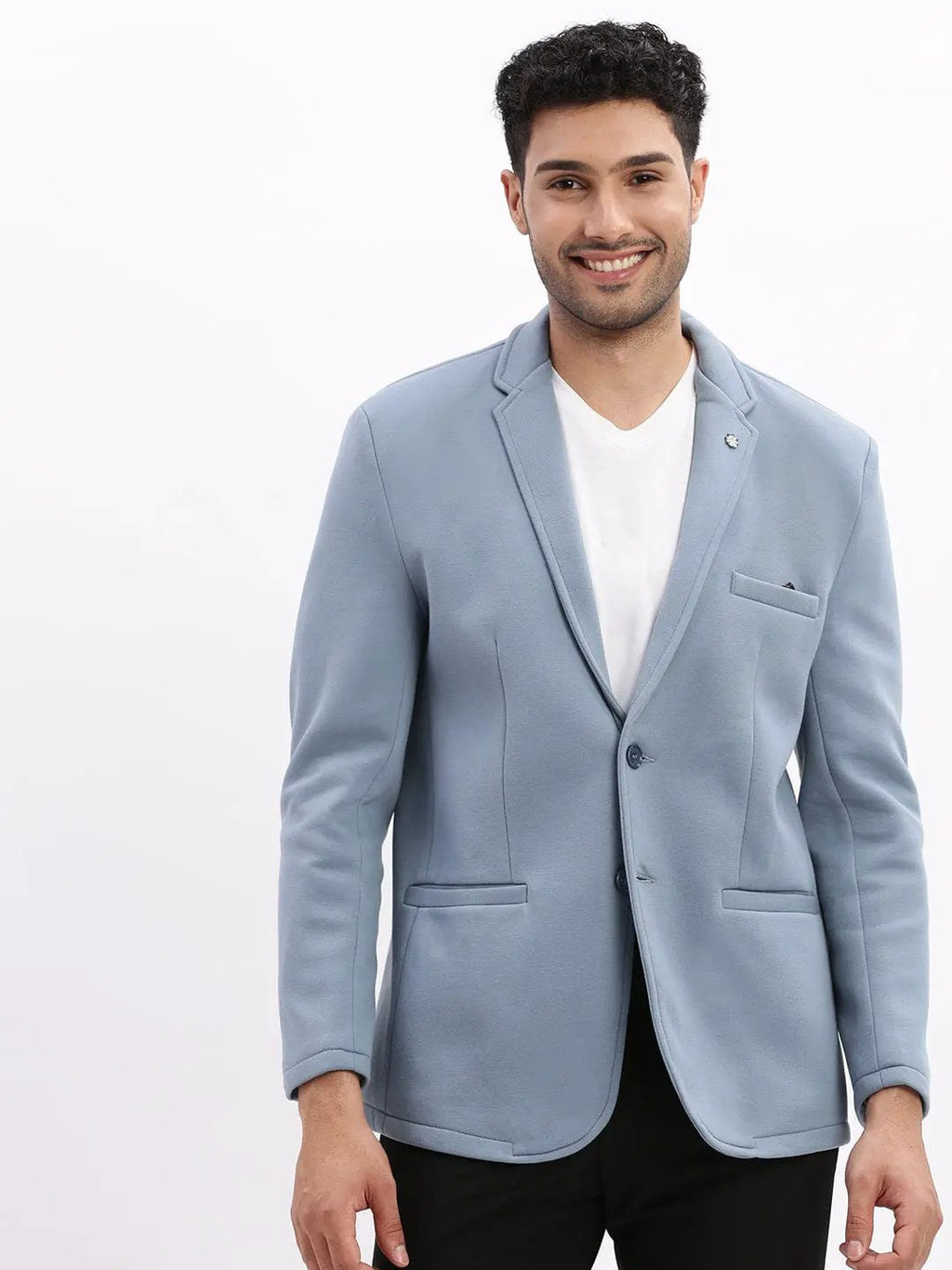 Men's Blue Slim-Fit Single Breasted Casual Blazers