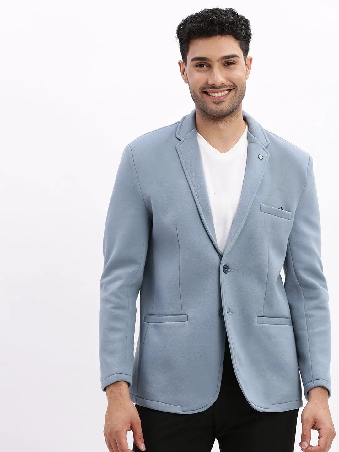 Men's Blue Slim-Fit Single Breasted Casual Blazers