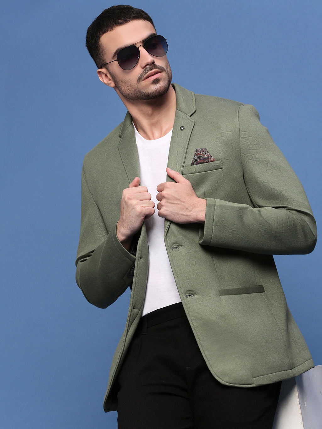 Men's Green Slim Fit Single Breasted Casual Blazers