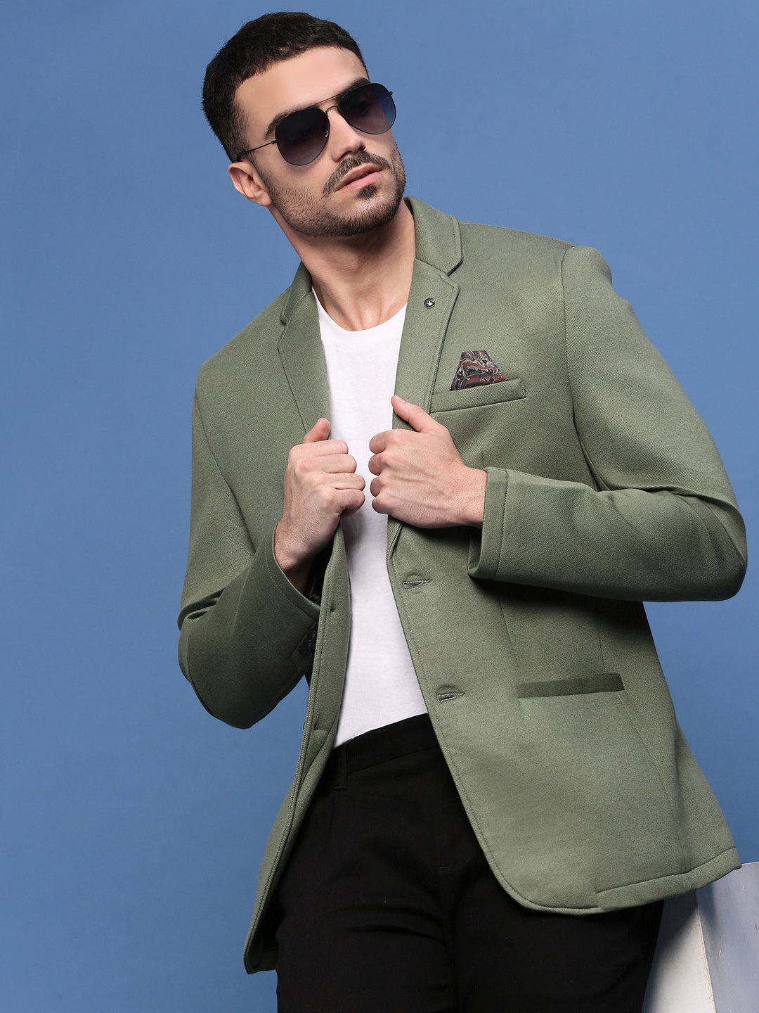 Men's Green Slim Fit Single Breasted Casual Blazers