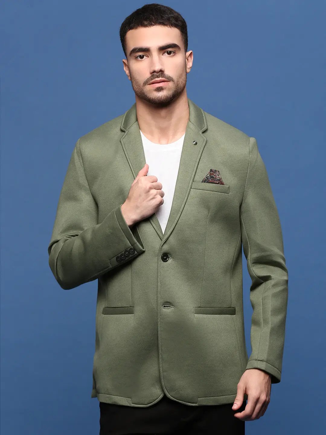 Men's Green Slim Fit Single Breasted Casual Blazers