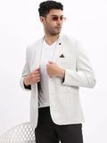 Men's Grey Slim-Fit Single Breasted Notched Lapel Collar Cotton Casual Blazer