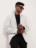 Men's Off White Single-Breasted Slim Fit Blazer with Notched Lapel