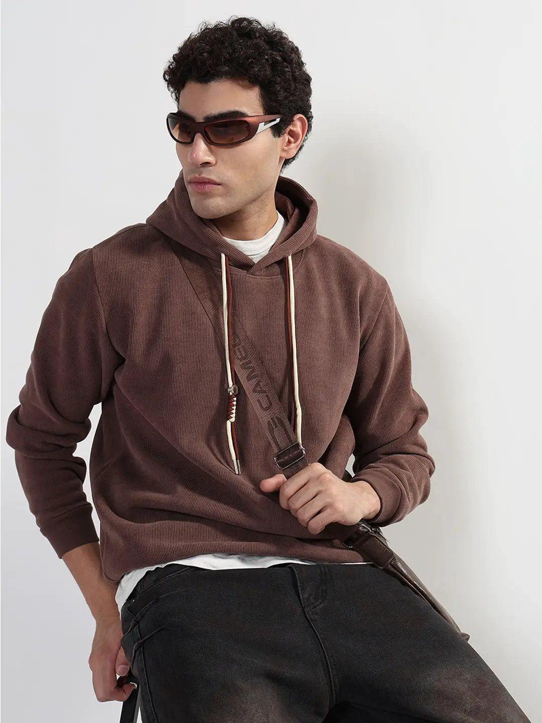 Men's Casual Brown Full Sleeves Hoodie