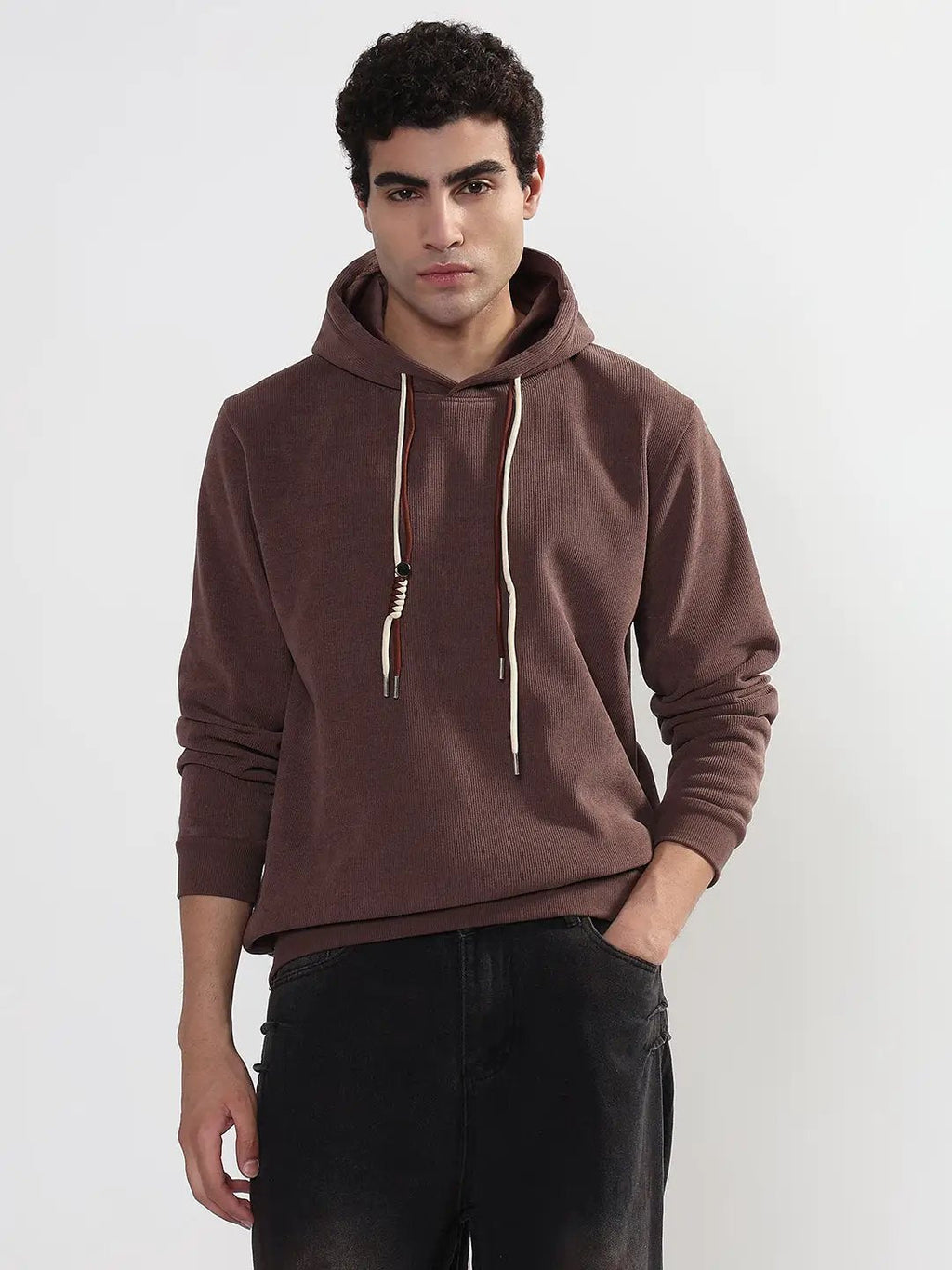 Men's Casual Brown Full Sleeves Hoodie