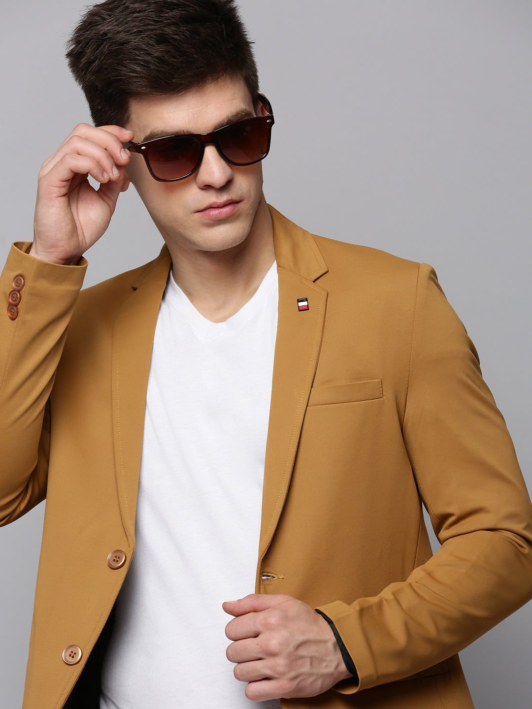 Men's Gold Single-Breasted Casual Blazer