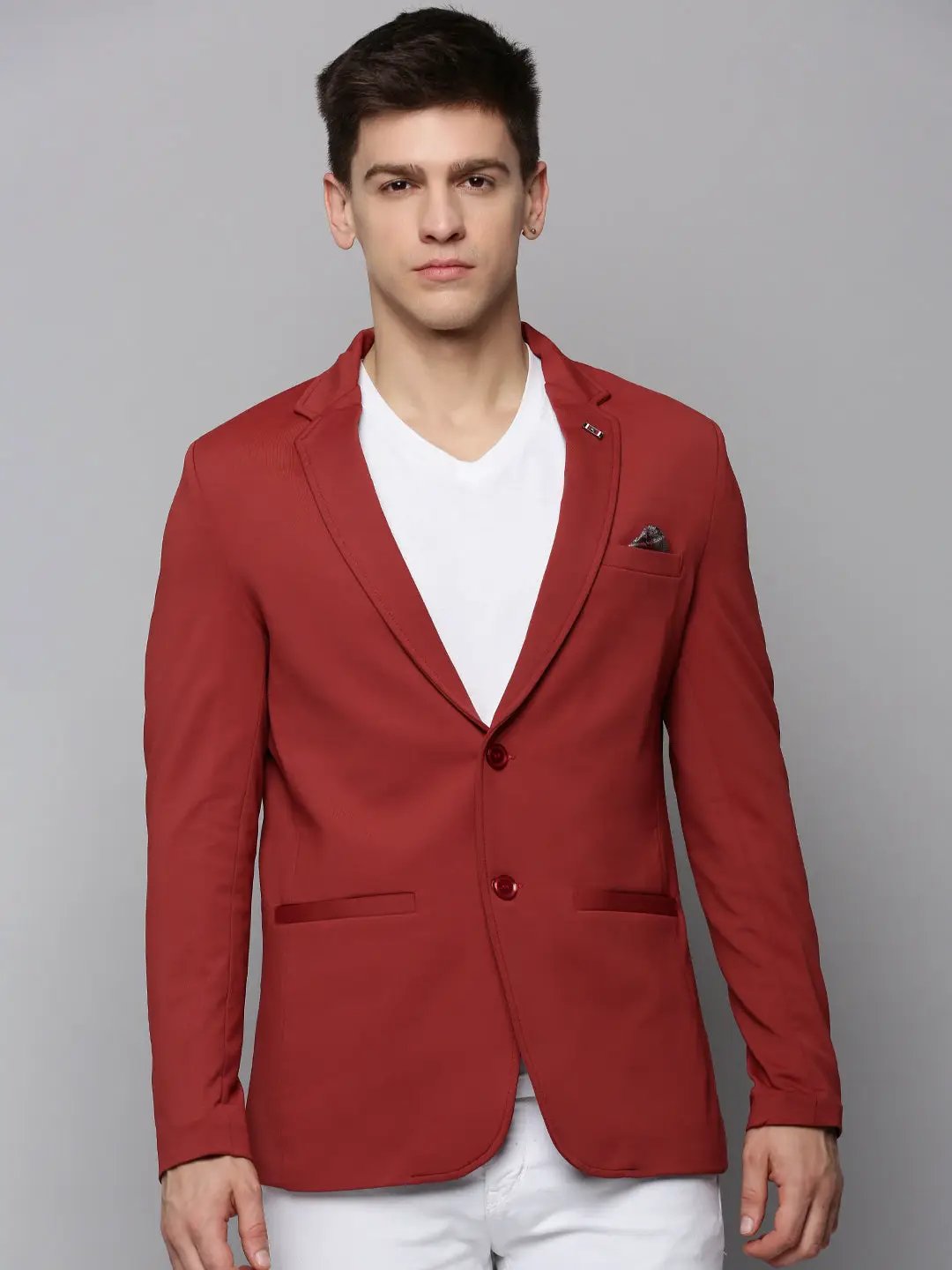 Men's Rust Single-Breasted Casual Blazers