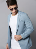 Men's Blue Cotton Single-Breasted Blazers