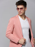 Men's Pink Single Breasted Cotton Casual Blazers