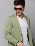 Men's Sea Green Cotton Open Front Casual Blazer