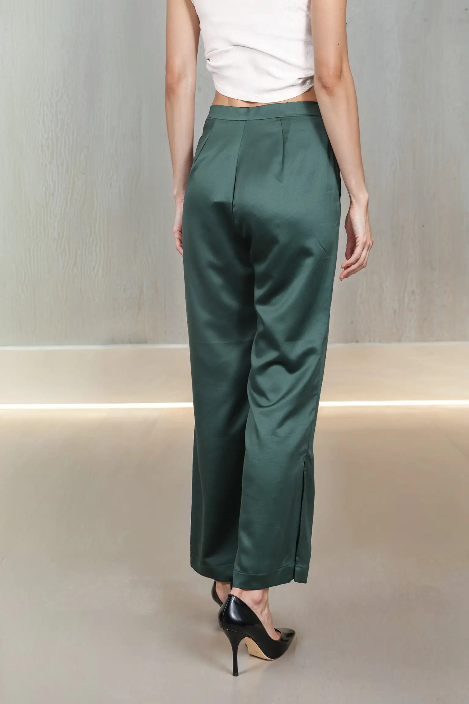 Emerald Satin Pants