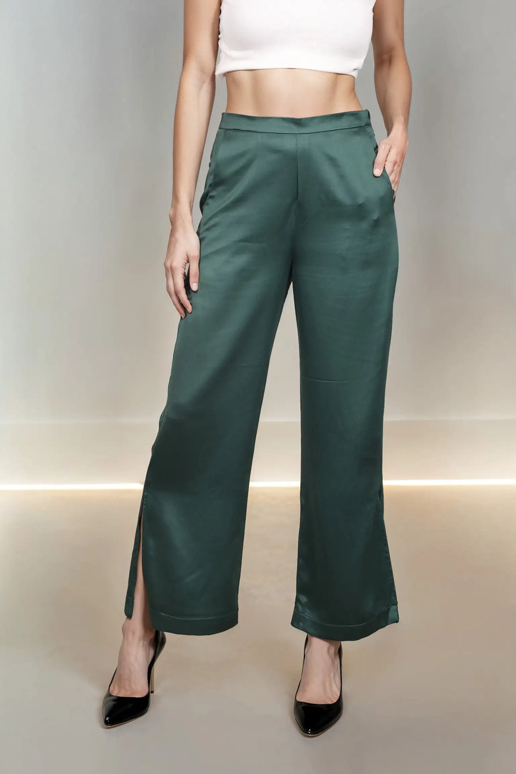 Emerald Satin Pants