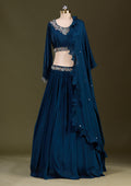 Peacock Blue Cutdana Georgette Readymade Lehenga
