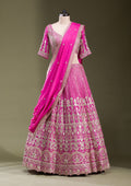 Rani Pink Zariwork Semi Crepe Readymade Lehenga