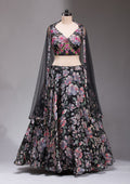 Black Stonework Tissue Readymade Lehenga