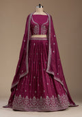 Purple Zariwork Net Semi-Stitched Lehenga