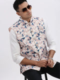 Men's Peach Printed Nehru Jacket