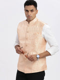Men's Orange Printed Nehru Jacket