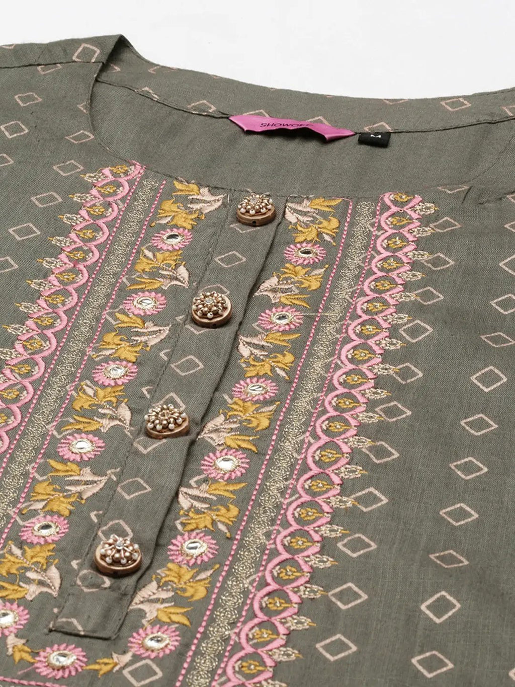 Women's Olive Printed Kurta Set with Palazzos & Dupatta