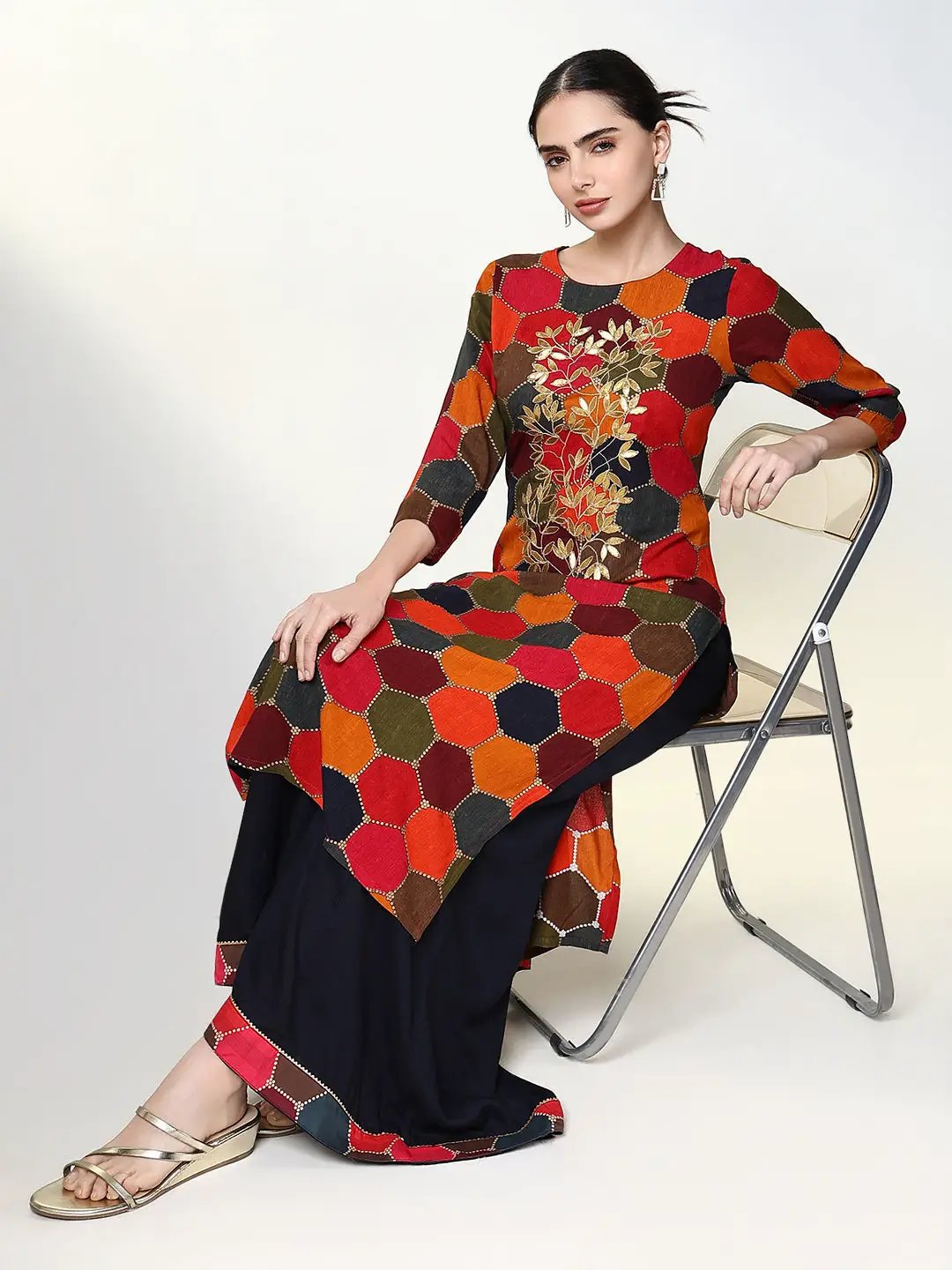 Women's Printed Multi Straight Kurta Set